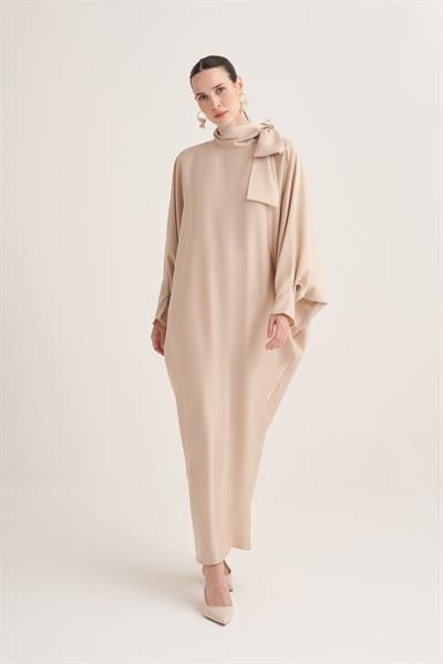 SOPHIE SATIN DRESS-BEIGE