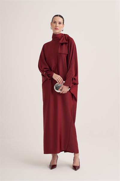 SOPHIE SATIN DRESS-BURGUNDY