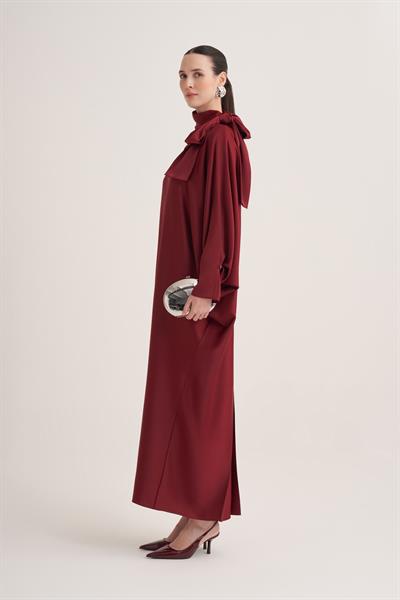 SOPHIE SATIN DRESS-BURGUNDY