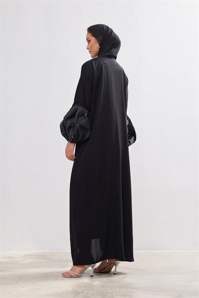 Taffeta Details Abaya - BLACK