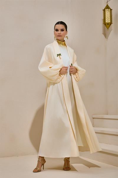 TAFFETA PALM ABAYA - CREAM