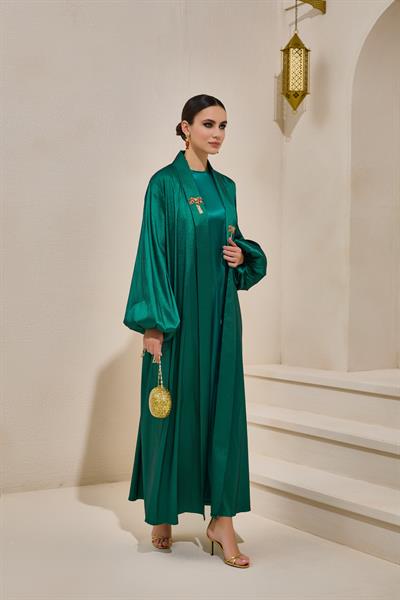 TAFFETA PALM ABAYA - EMERALD GREEN
