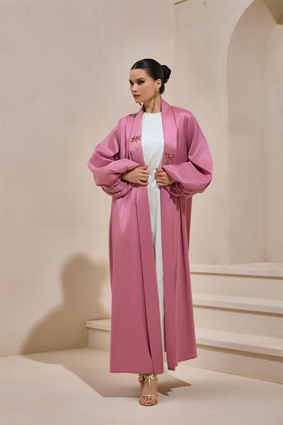 TAFFETA PALM ABAYA - POWDER