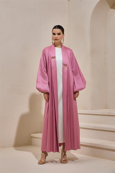 TAFFETA PALM ABAYA - POWDER