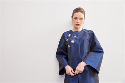 Taffeta Skirt Jacket Set - NAVY BLUE