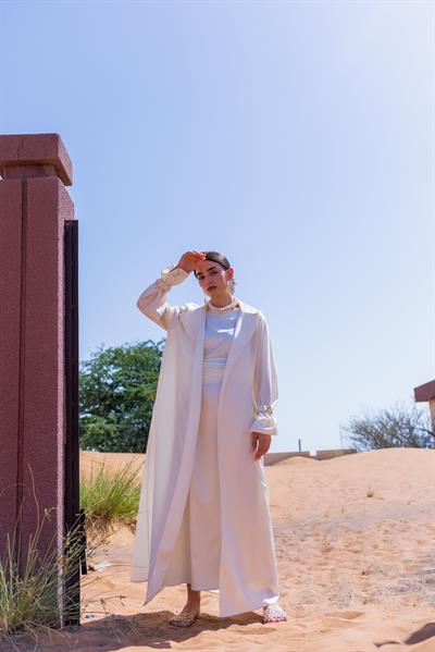 TAFFETA TRENCH ABAYA - CREAM