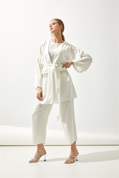 TRAVEL KIMONO SET-WHİTE