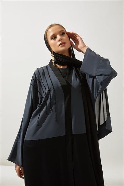 TWO COLOR ABAYA HANDMADE-BLACK ANTHRACITE