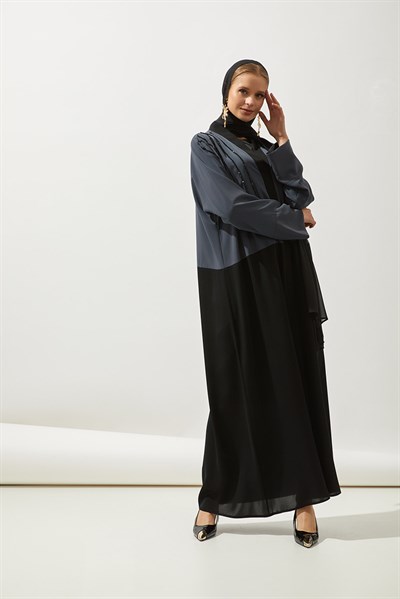 TWO COLOR ABAYA HANDMADE-BLACK ANTHRACITE
