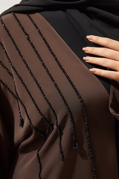 TWO COLOR ABAYA HANDMADE-BLACK BROWN