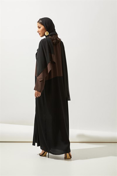 TWO COLOR ABAYA HANDMADE-BLACK BROWN