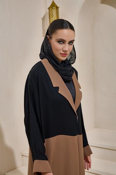 TWO COLOR ABAYA SET BROWN BLACK