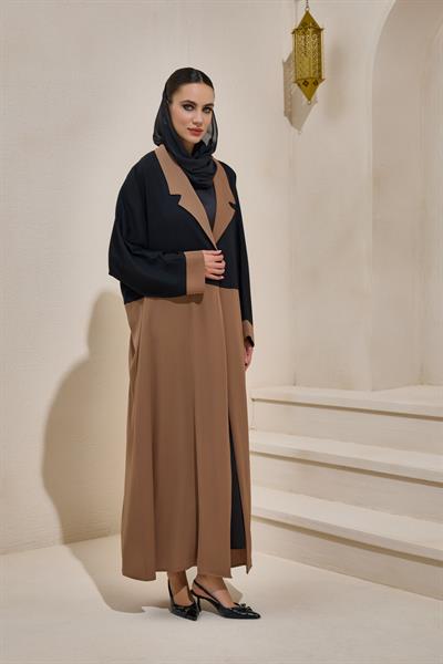 TWO COLOR ABAYA SET BROWN BLACK