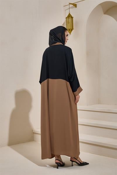 TWO COLOR ABAYA SET BROWN BLACK