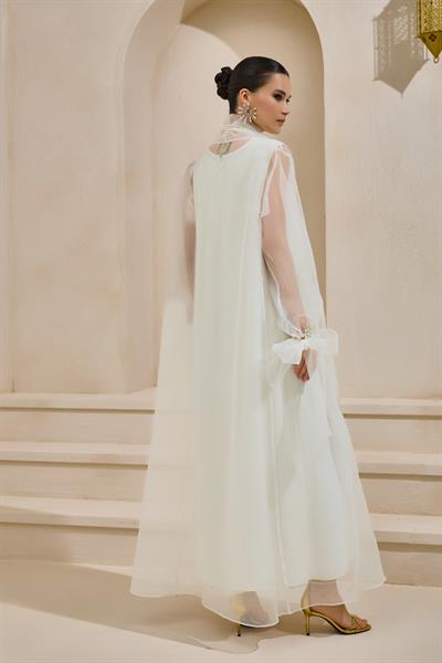 VALERIA ORGANZA ABAYA ECRU