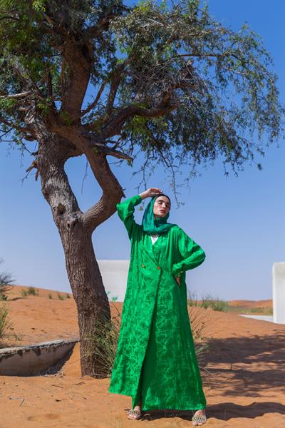 VISCOSE BLOOM ABAYA-GREEN