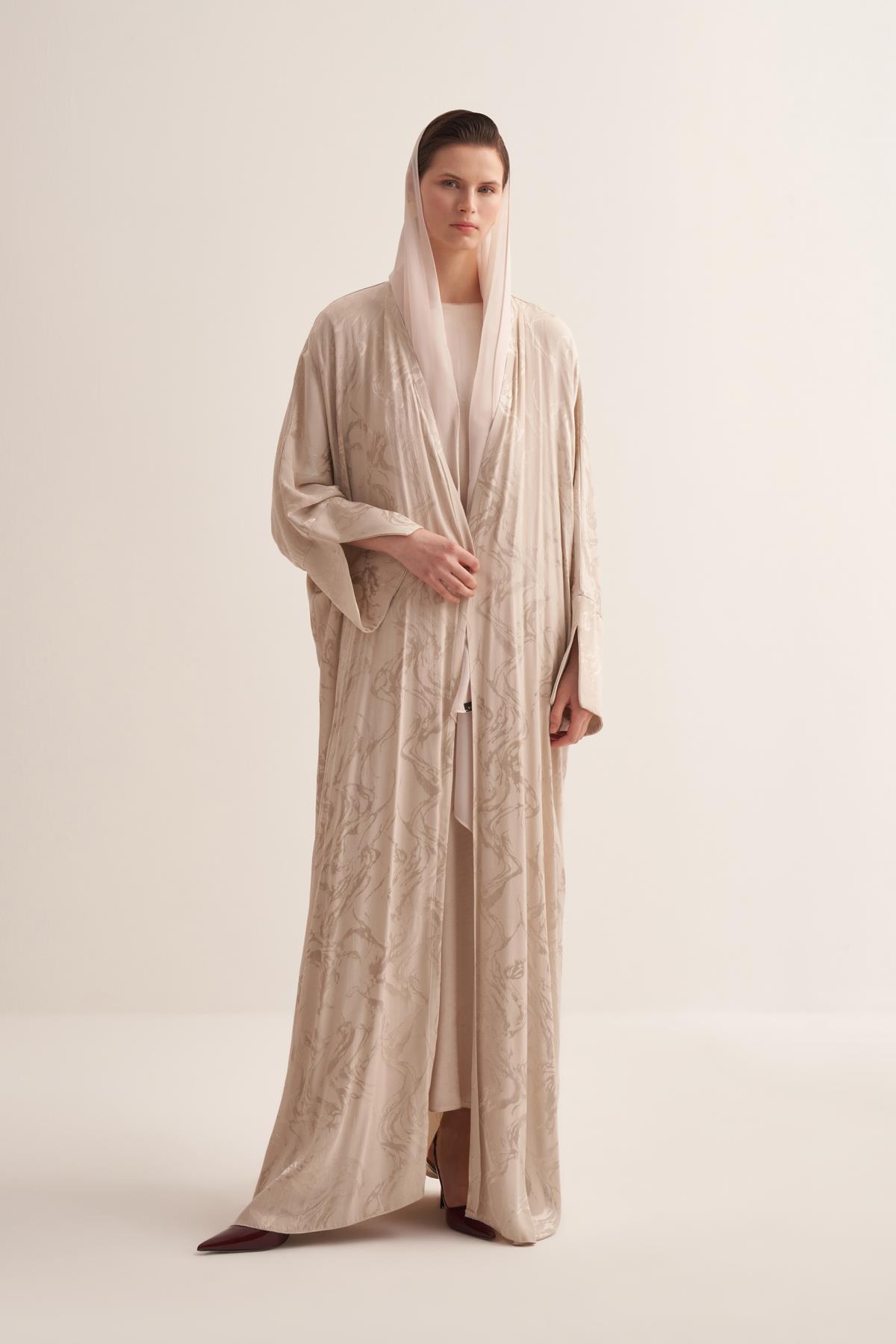 Bella Viscose Abaya Set-Beige