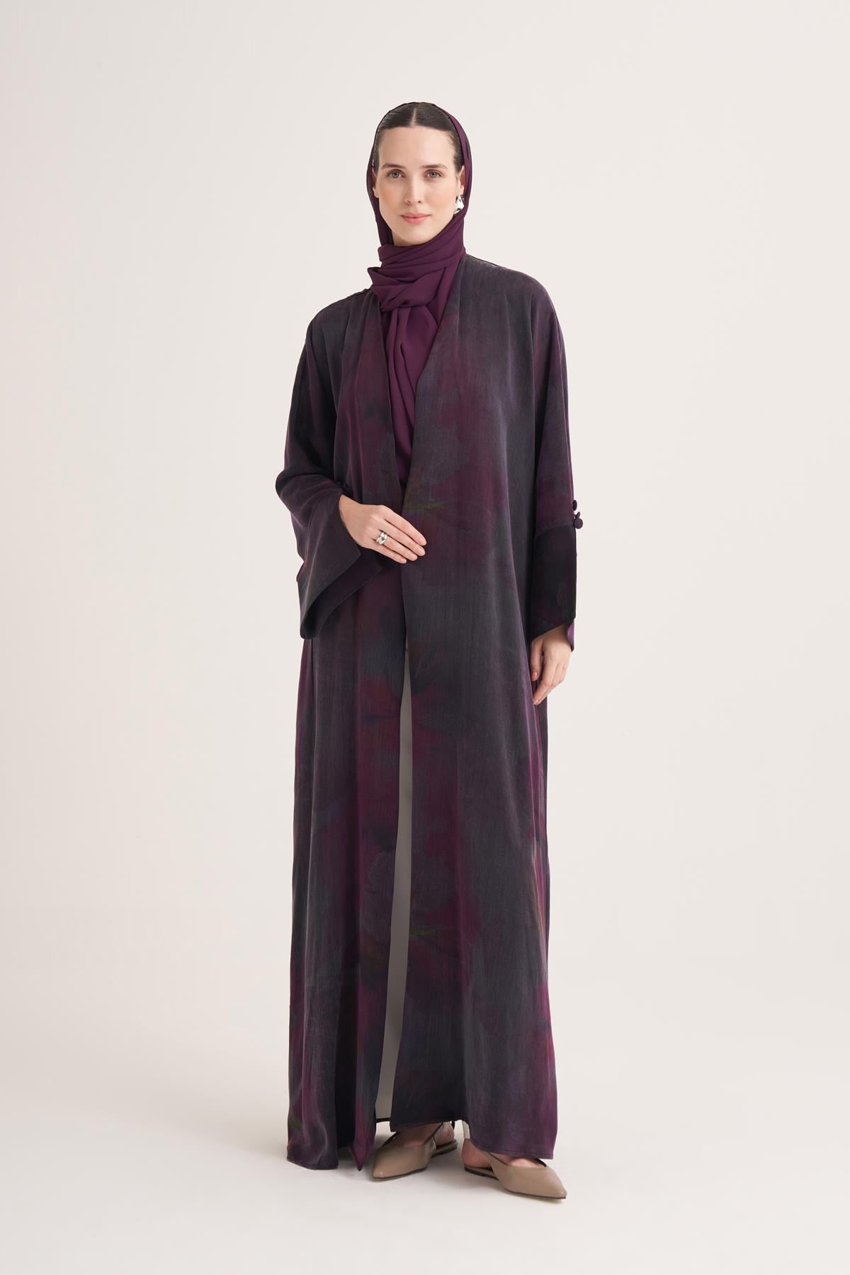 BEREN CUPRO ABAYA & SCARF-PURPLE MIX