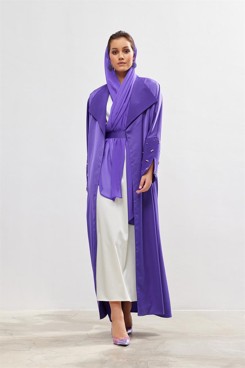 Charm Satin Abaya - PURPLE