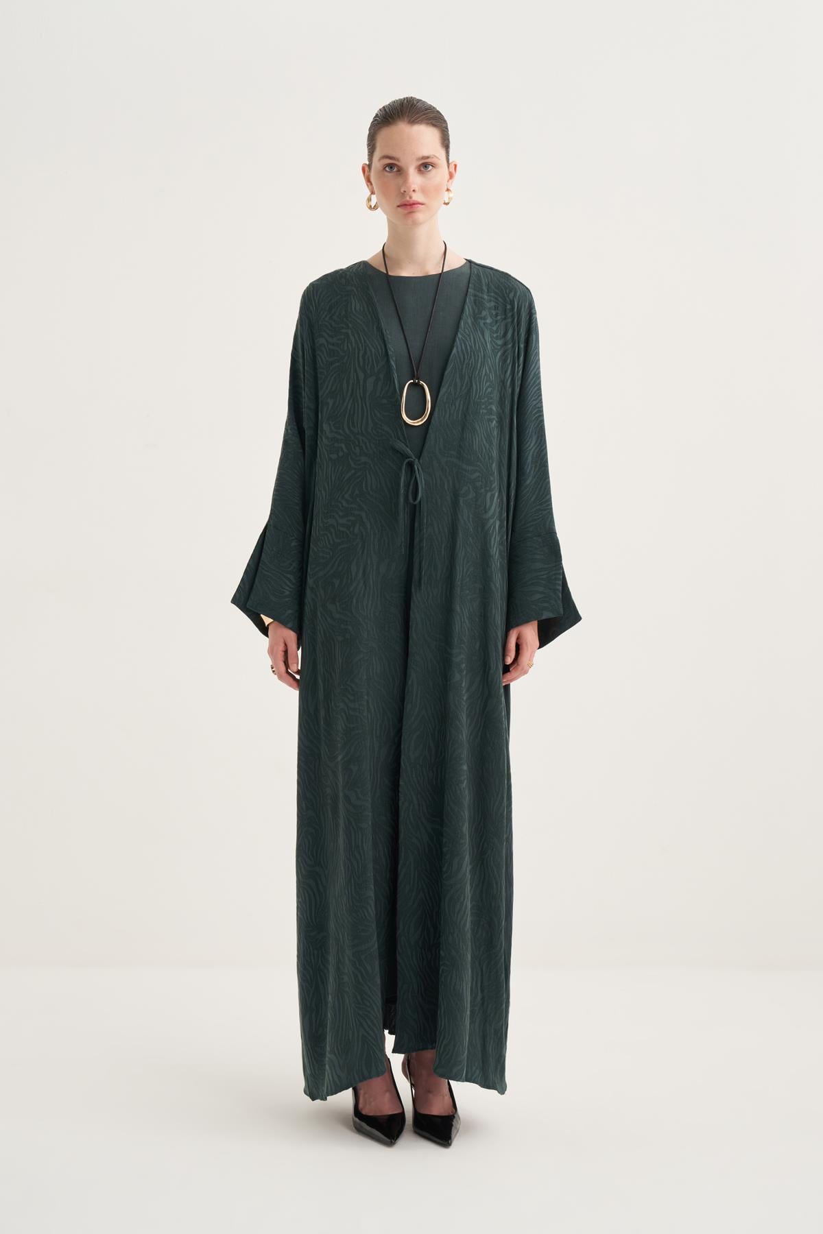 CUPRO ROZANA ABAYA & DRESS & SCARF - GREEN