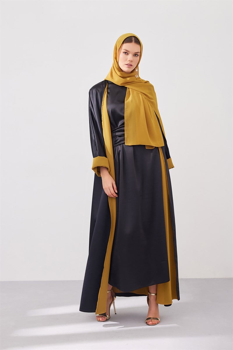 DOUBLE FACE ABAYA SET-BLACK