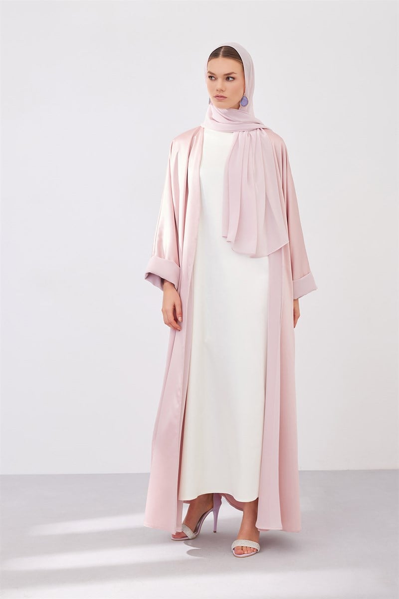 DOUBLE FACE ABAYA SET-POWDER