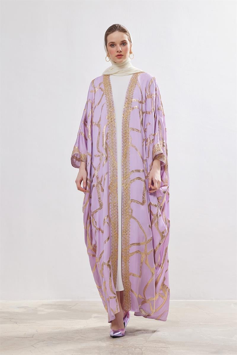 Exclusive Silk Abaya Set - LILAC