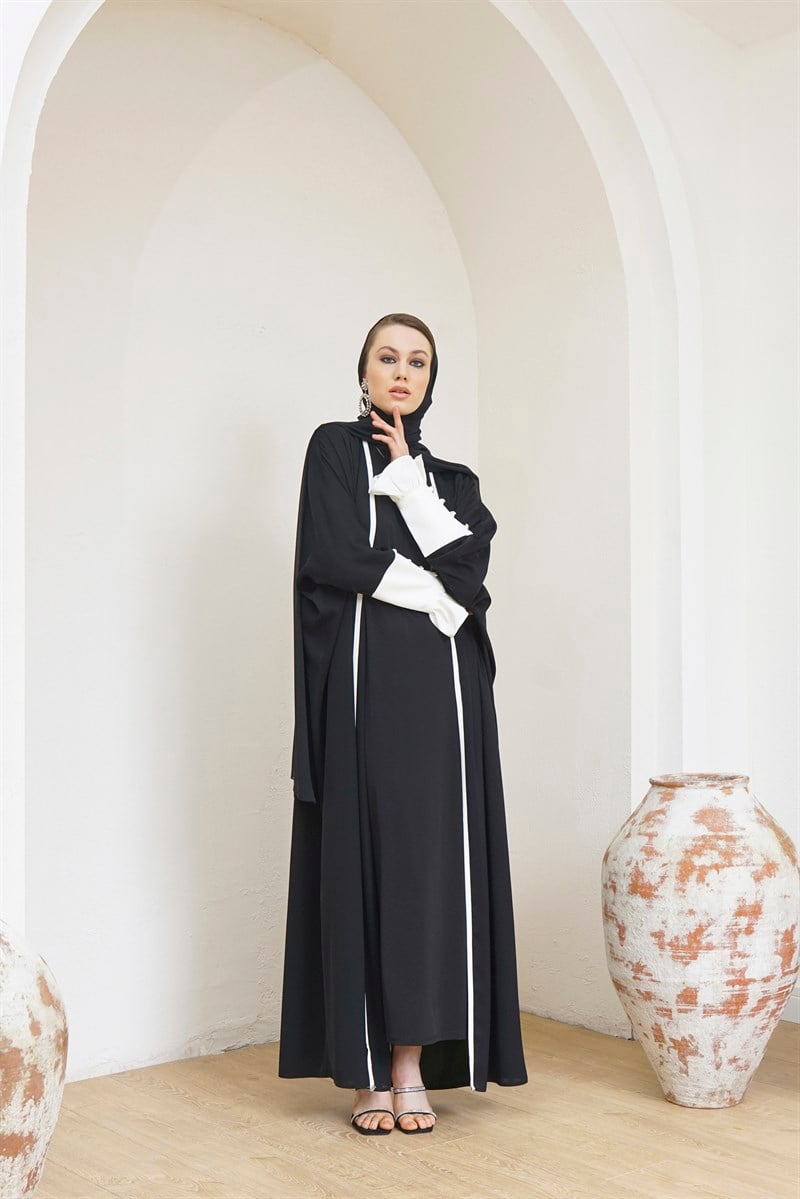 HEADLINE DETAIL ABAYA - EKRU MANSET