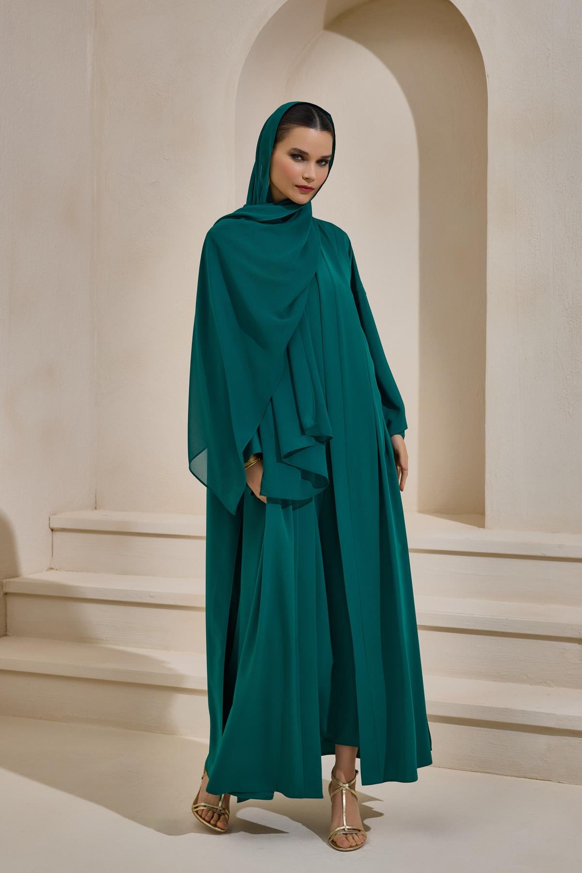LAİLA CREPE ABAYA SET EMERALD