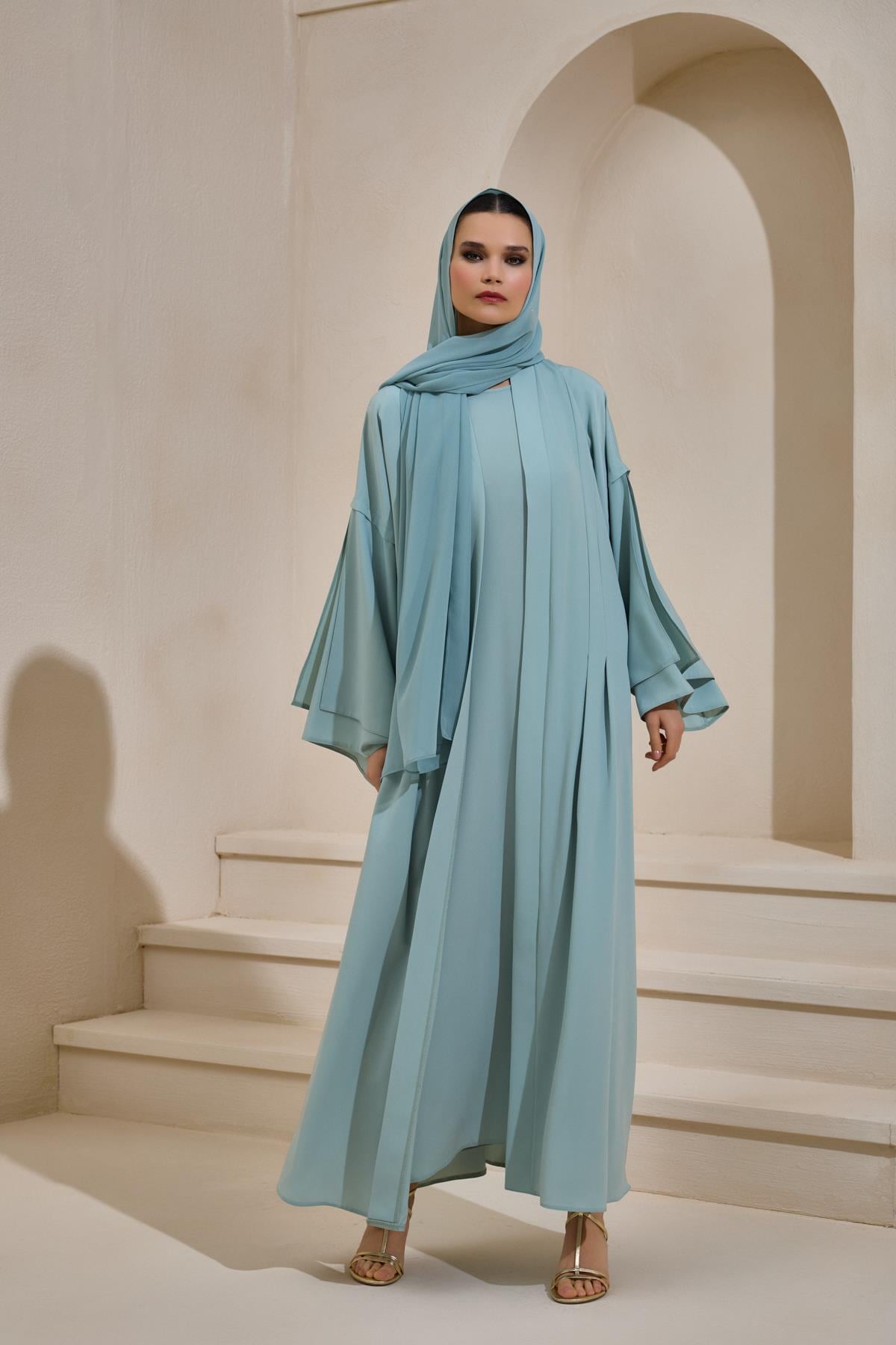 LAİLA CREPE ABAYA SET MINT GREEN