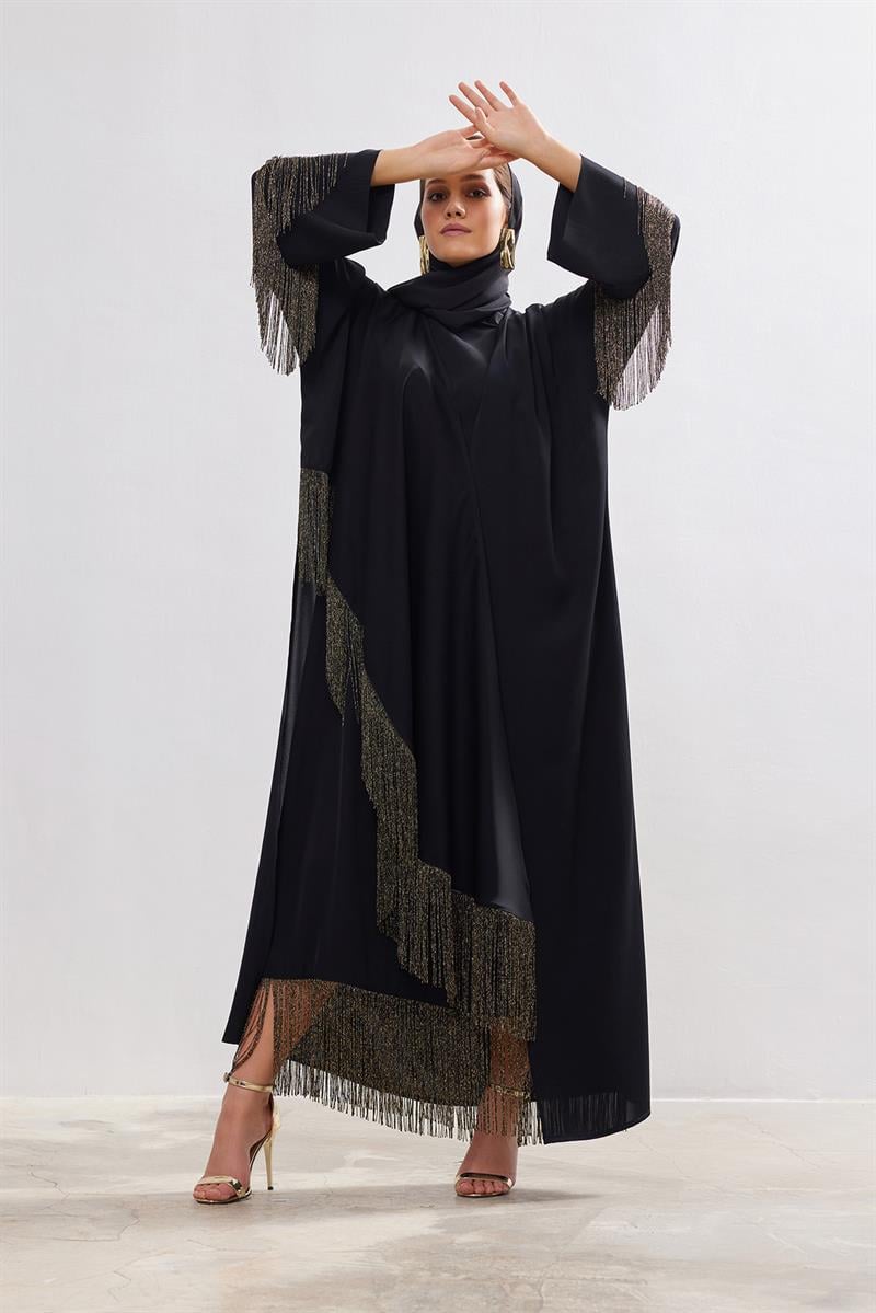 Lilas Abaya Dress Set - BLACK
