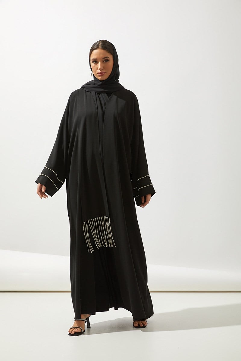 MOON LIGHT ABAYA HANDMADE-BLACK