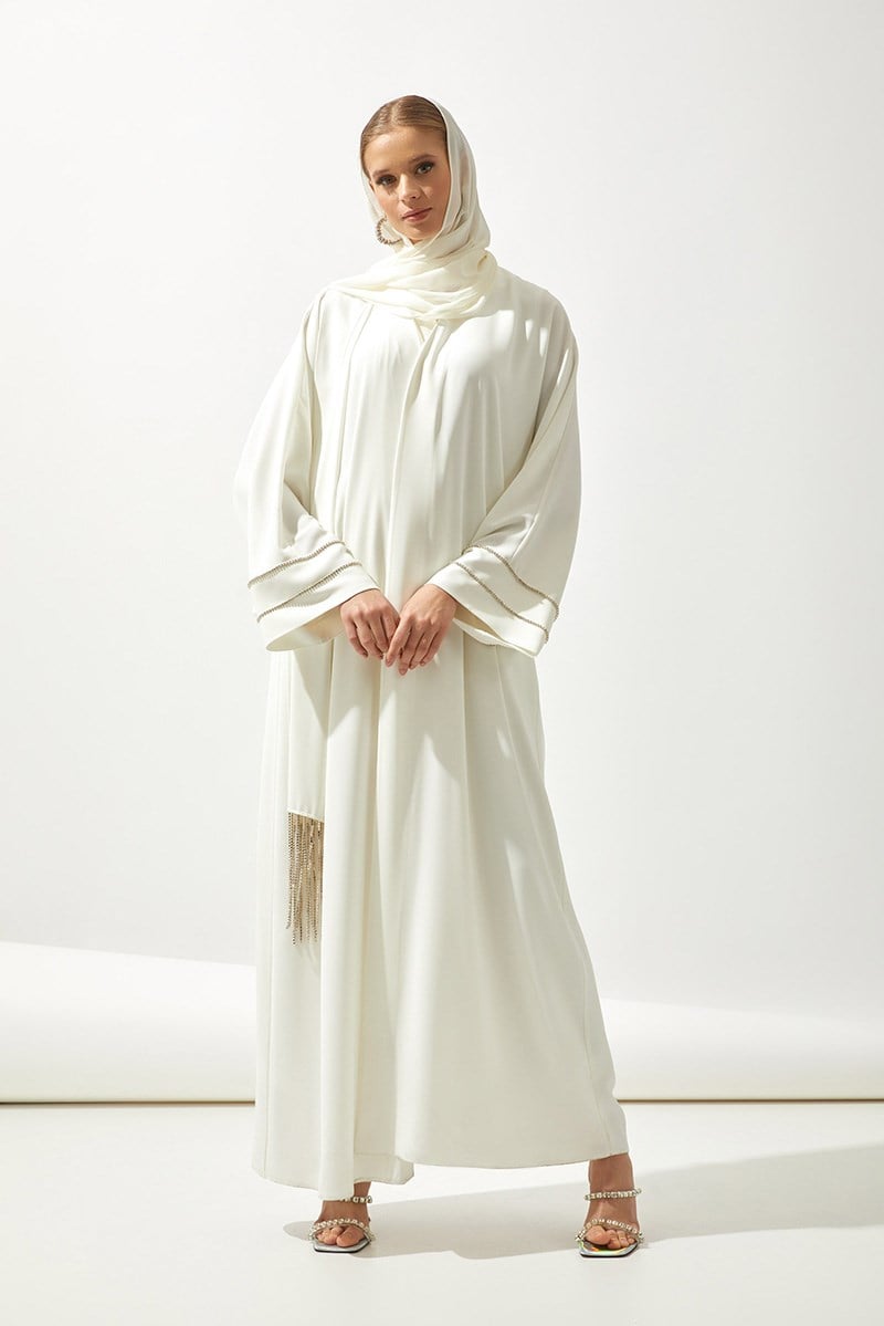 MOON LIGHT ABAYA HANDMADE-WHITE
