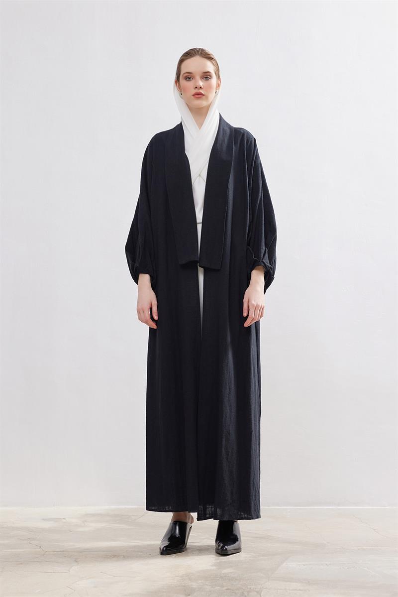 Natural Cotton Abaya - BLACK