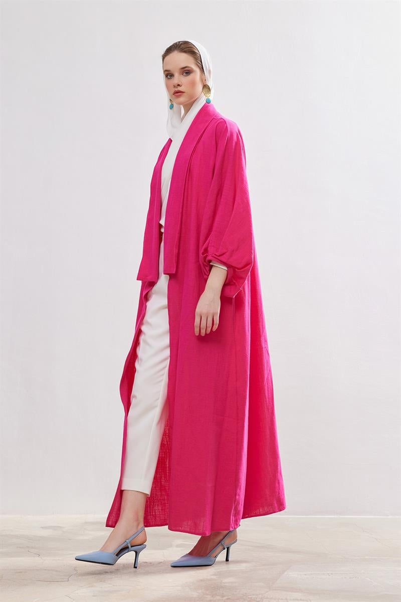 Natural Cotton Abaya - FUCHSIA