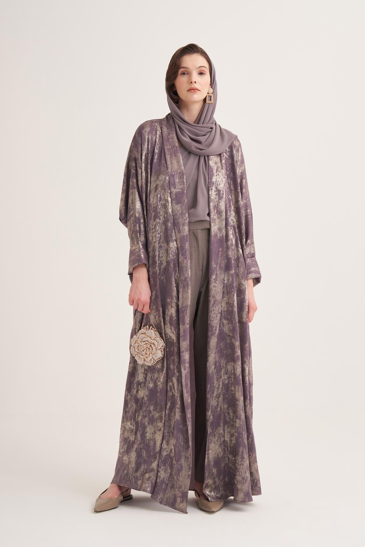 NESS ABAYA & SCARF-DARK MINK