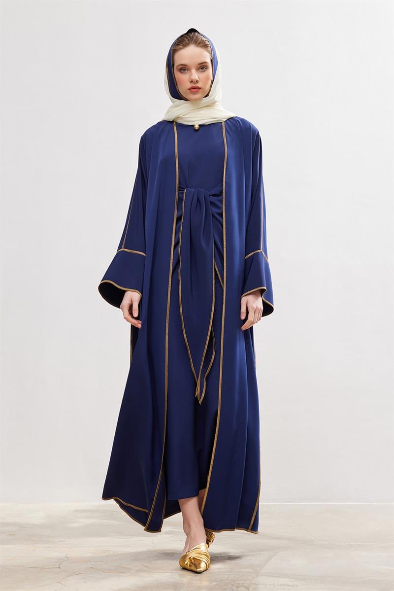 New Line Abaya Dress Set - NAVY BLUE