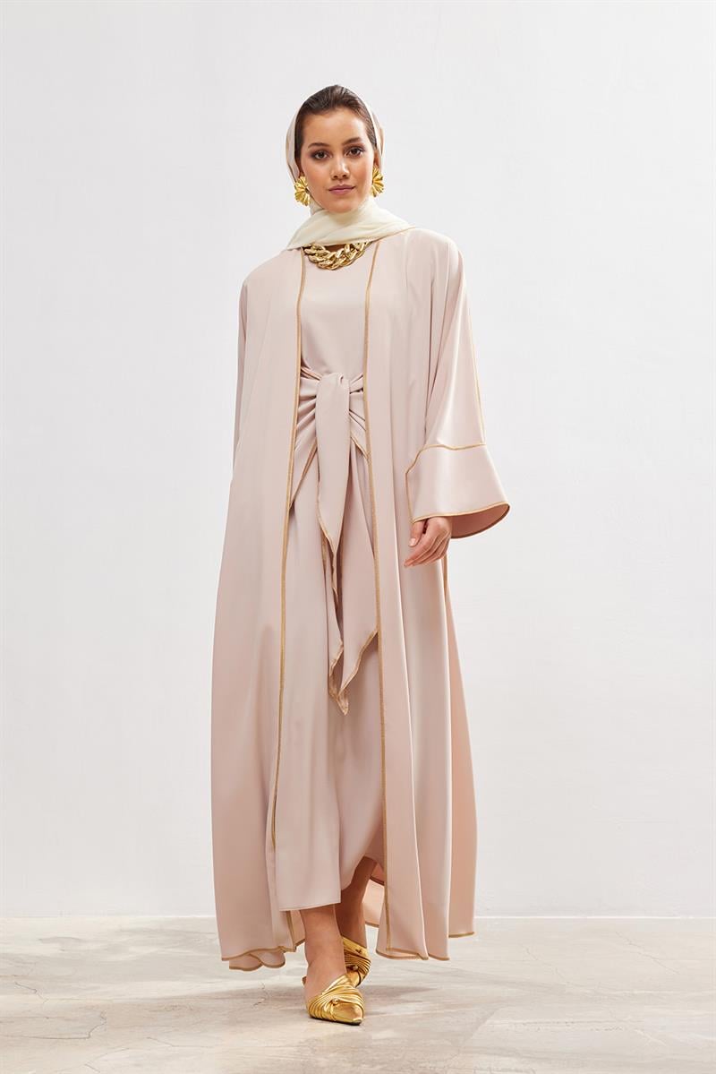 New Line Abaya Dress Set - SALMON