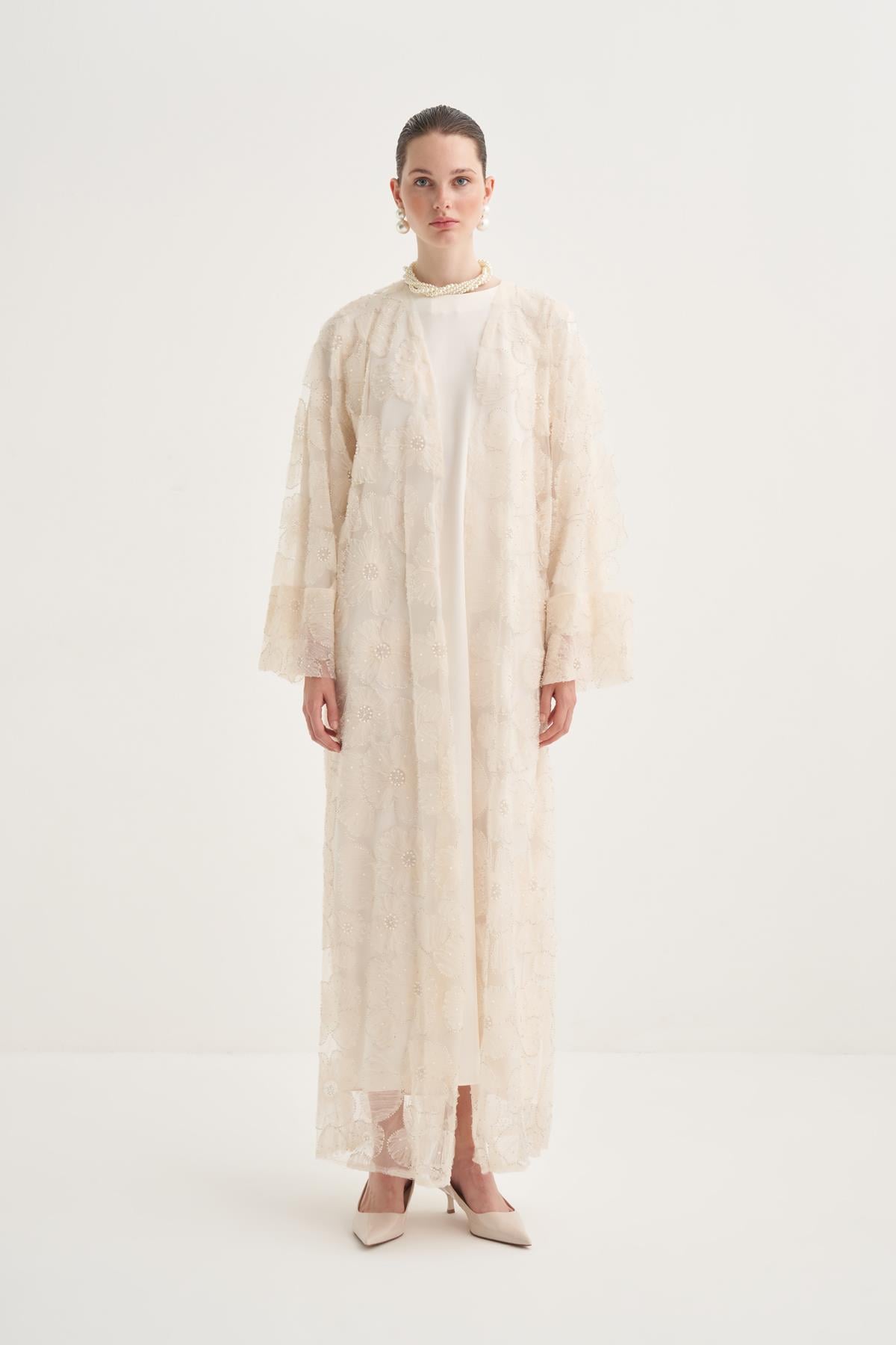 PEARL DREAM ABAYA &SCARF Cream