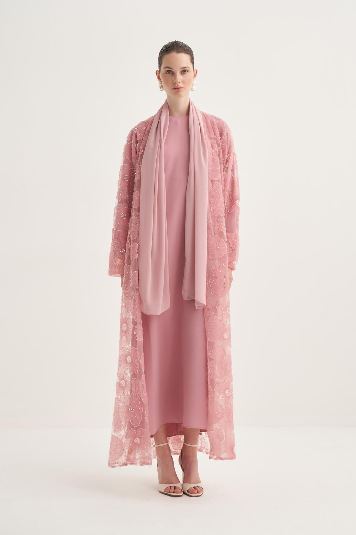 PEARL DREAM ABAYA & SCARF PINK