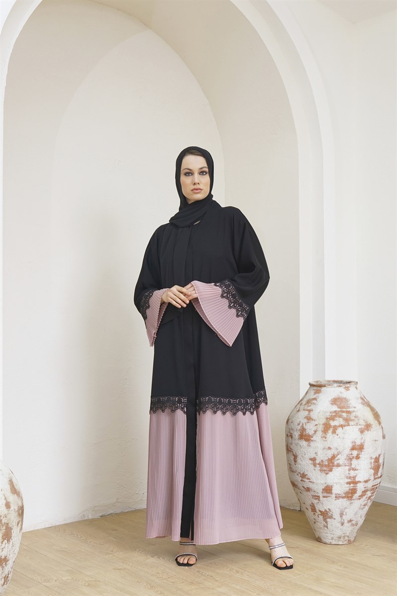 PLEATED ABAYA- DUSTYROSE