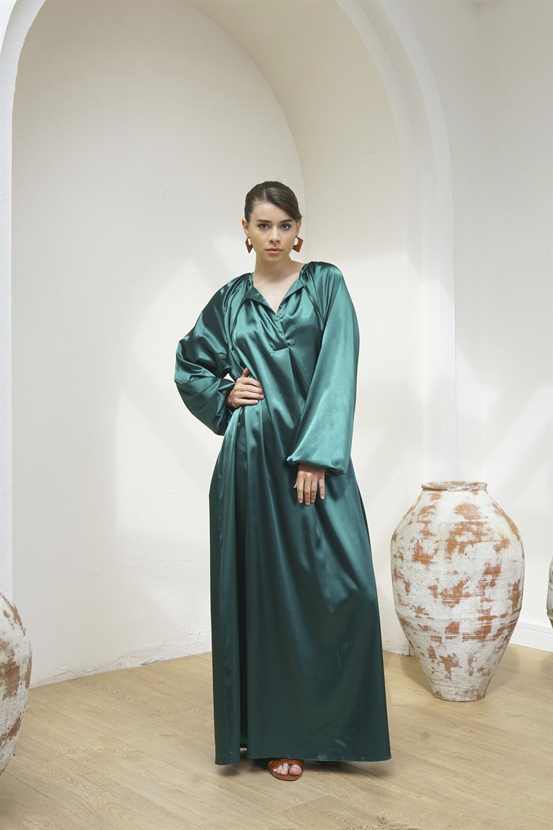 SATIN DRESS - YEŞİL