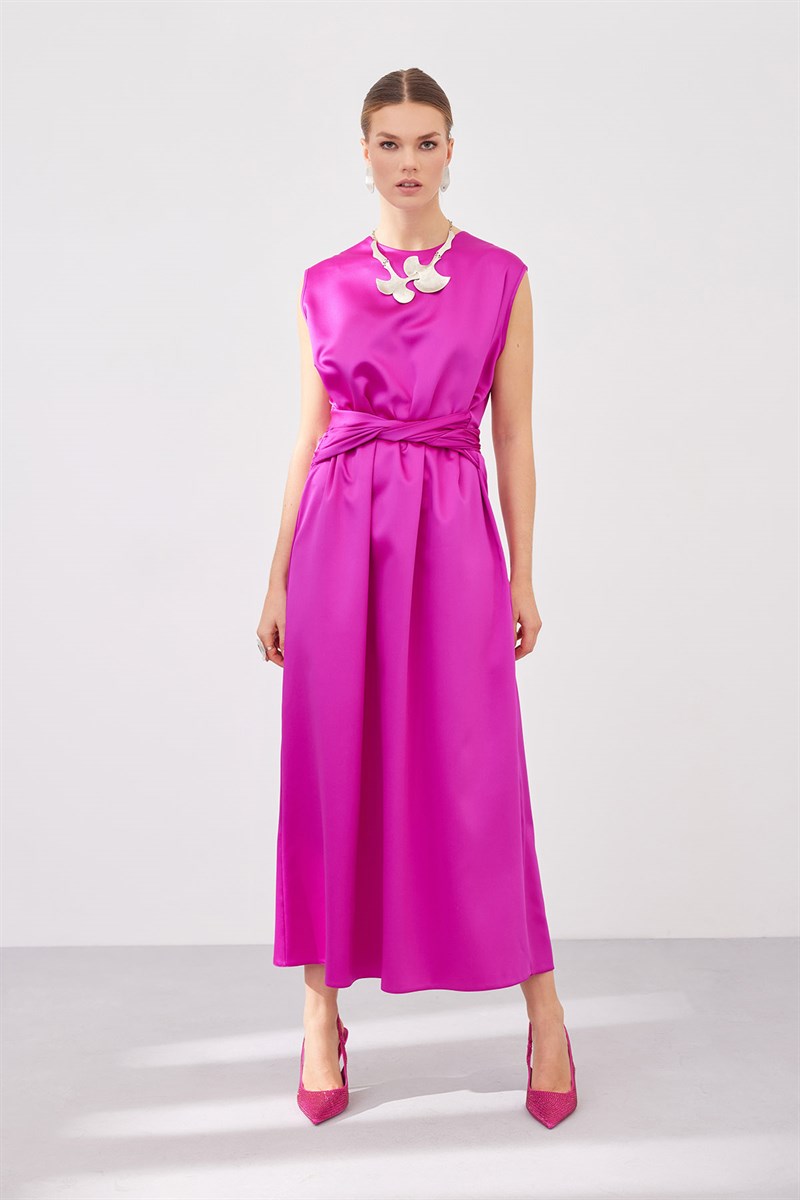 SATIN DRESS-PINK