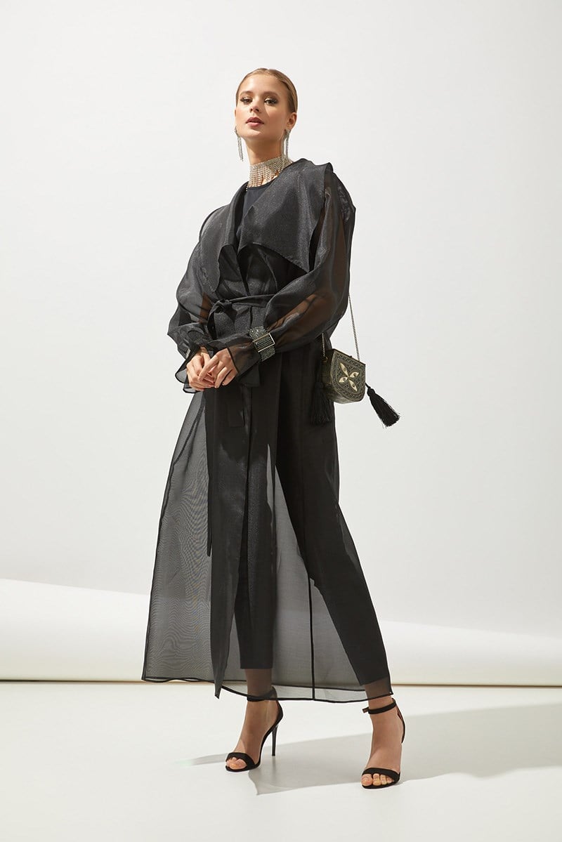 SHINE ORGANZA ABAYA-BLACK