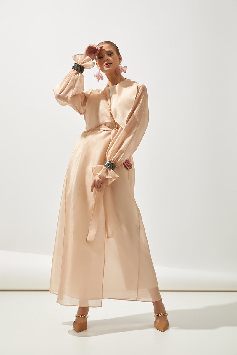 SHINE ORGANZA ABAYA-POWDER