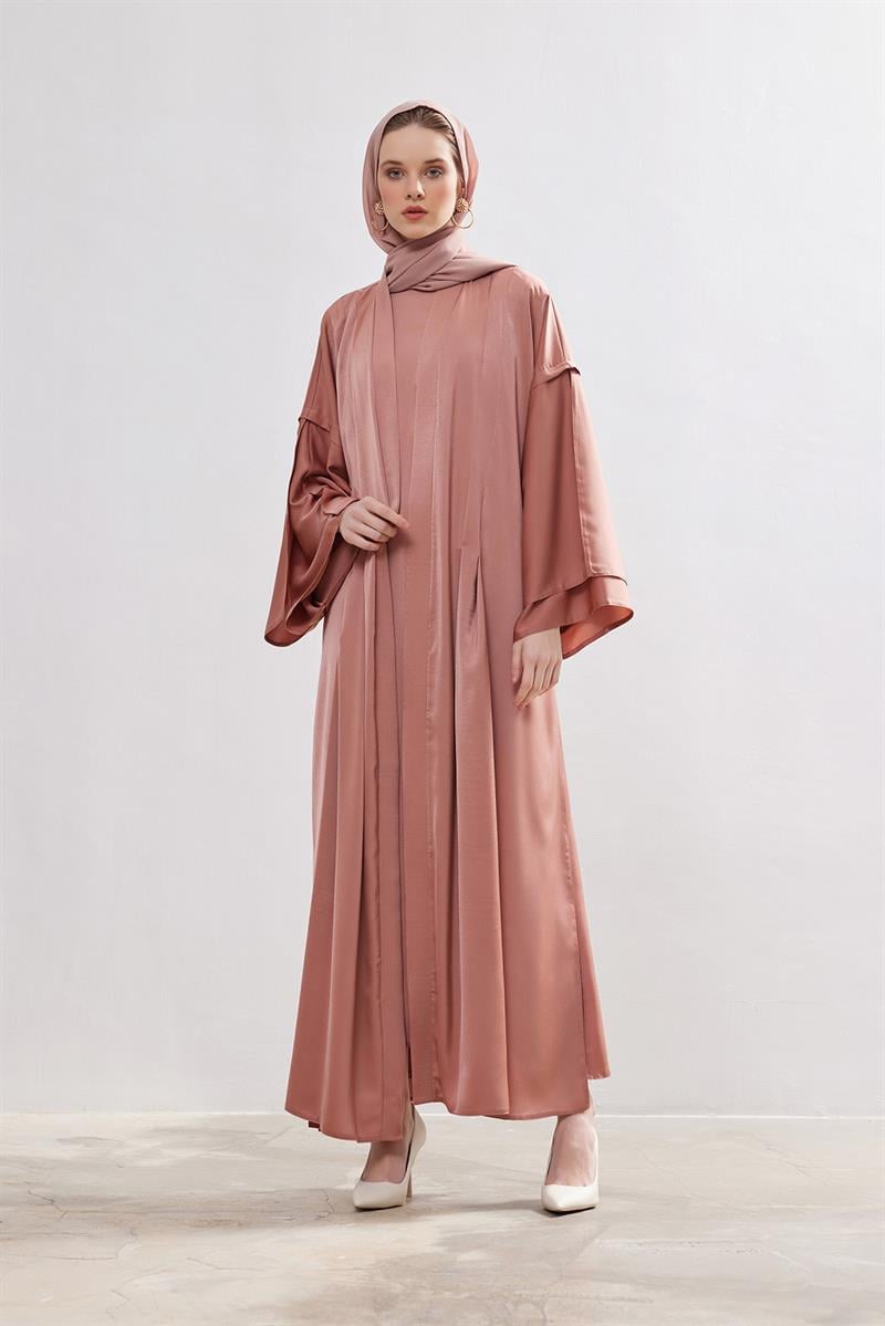 Silk Touch Abaya Dress Set - DARK POWDER
