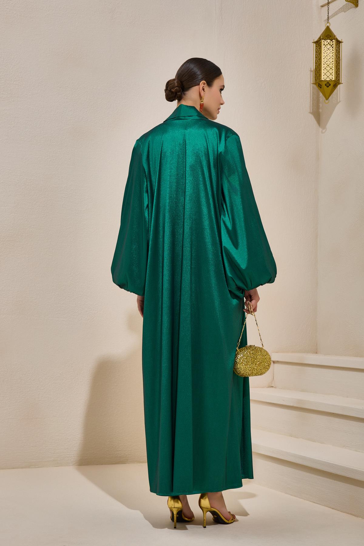 TAFFETA PALM ABAYA - EMERALD GREEN