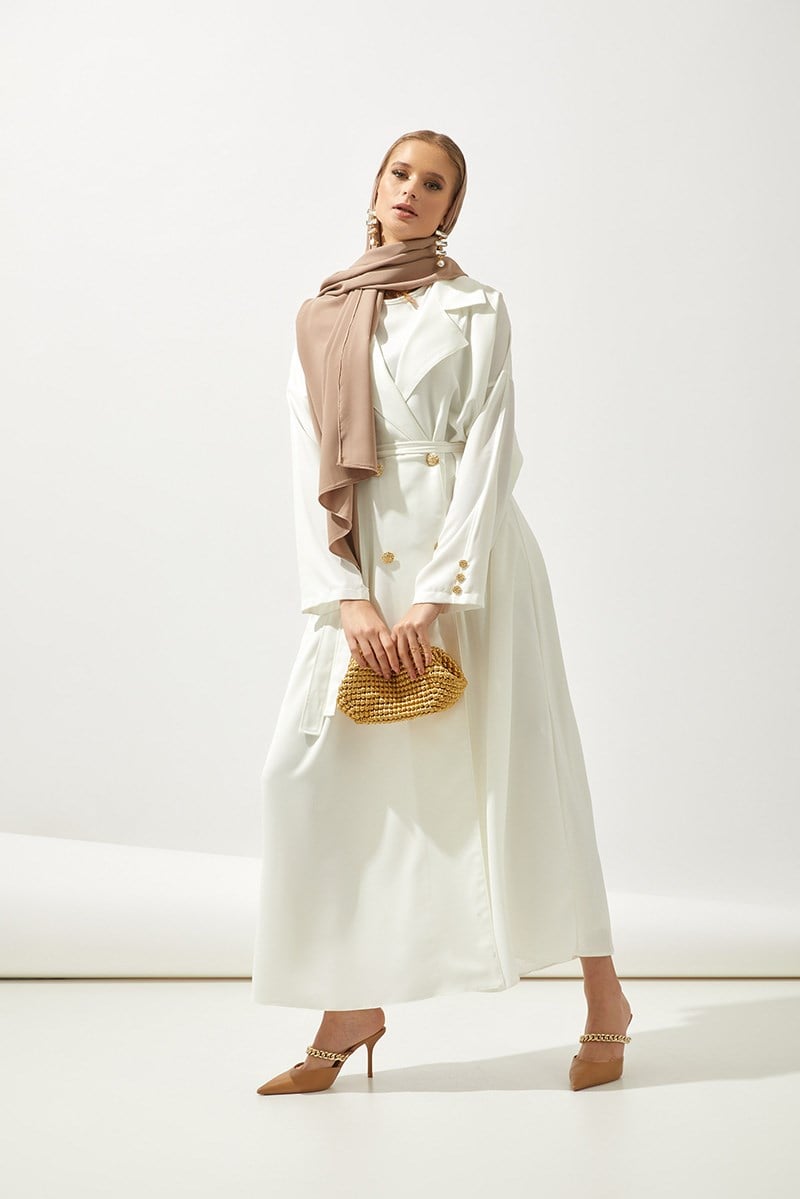 TRENCH COAT ABAYA-WHİTE