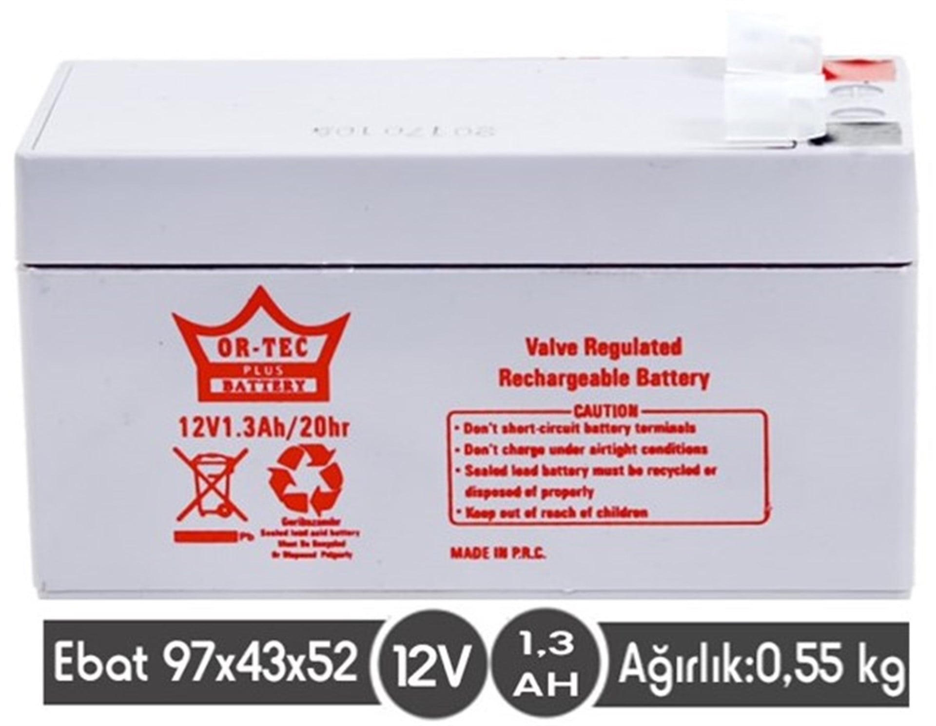 12 V 1.3 AHM KURU AKÜ