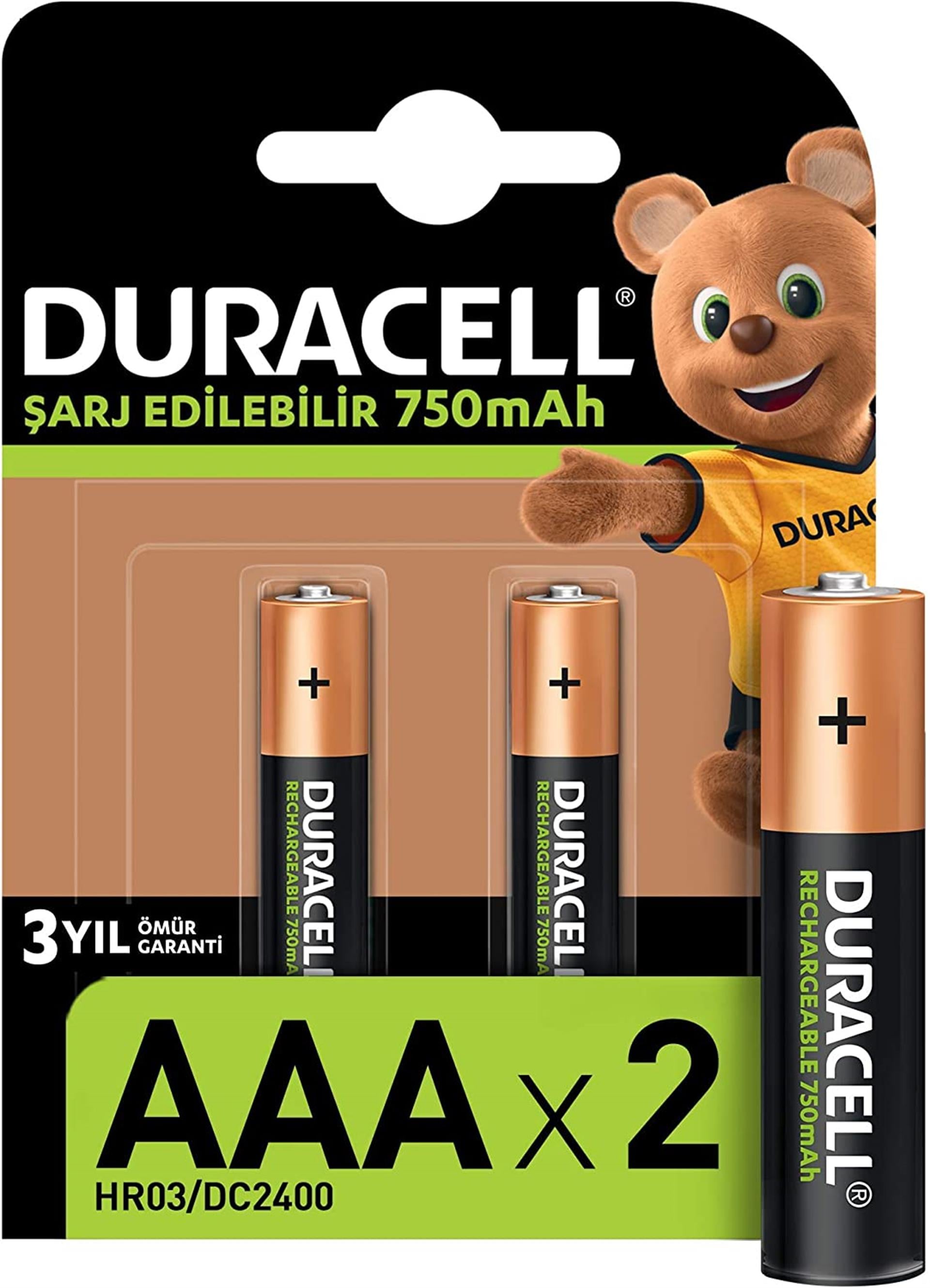 DURACELL İNCE PİL 750 mah.ŞARJLI (2Lİ BLS)
